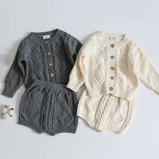 Two-Piece Knit Shirt and Shorts Set